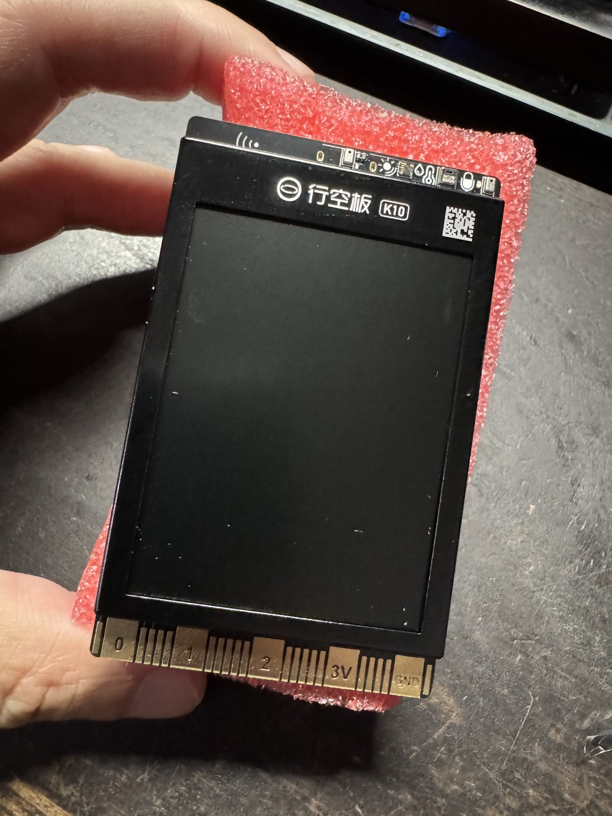 The K10 board itself — compact, screen forward